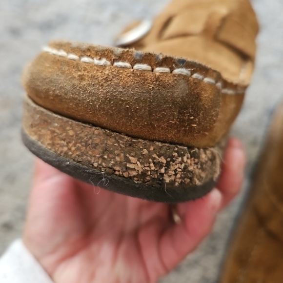 Birkenstock Unisex Brown Buckle Suede Slip On Classic Orthopedic Clog 9W 7M - Picture 12 of 14